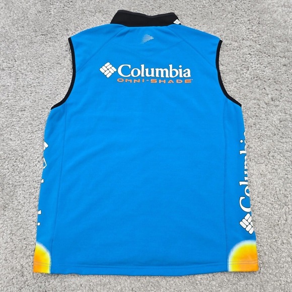 Columbia Vest Mens Extra Large Blue Omni Shade Highroad Cycling Sports Full Zip - Picture 7 of 11